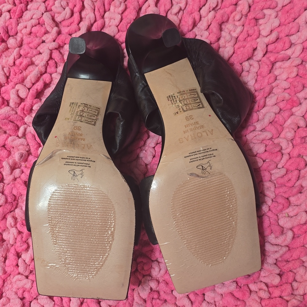 ALOHAS‎ Black Heeled Mules - Picture 6 of 8
